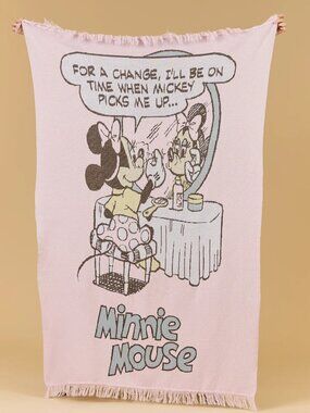 Cakeworthy Disney Minnie Mouse Comic Woven Knit Throw Blanket Pink NEW